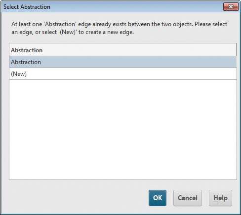 Dialog for creating an association between two classes between which an association already exists
