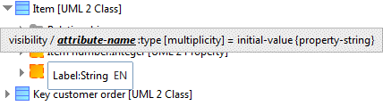 Text editing for a UML element in Explorer
