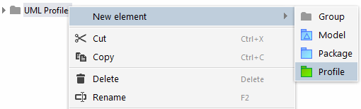 Creating a new profile in the Explorer tree