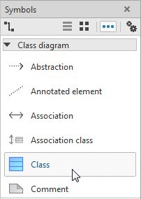 Selecting the Class node symbol