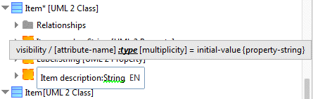 Unknown UML element in text editing
