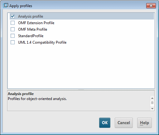User-defined profile with description in the profile selection dialog