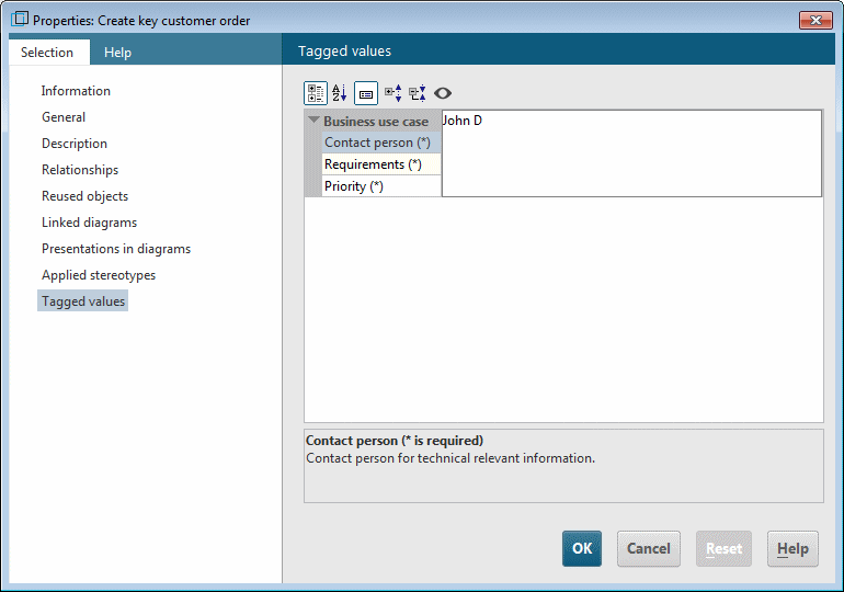 Tagged values with inherited property