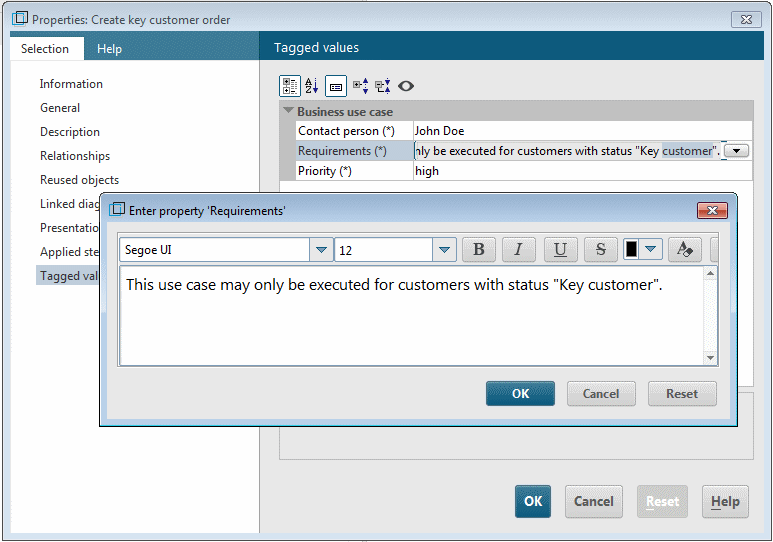Editing a tagged value with text formatting