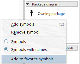 Add to favorite symbols pop-up menu item