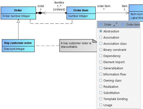 Selection list with edge types