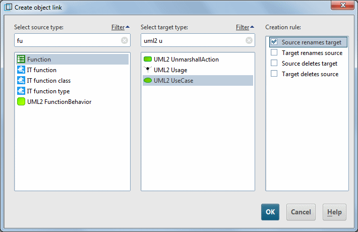 Definition of a mapping of the ARIS object type Function to the UML 2 element type UseCase