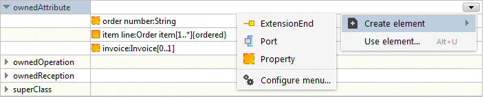 Creating new UML elements in the general properties