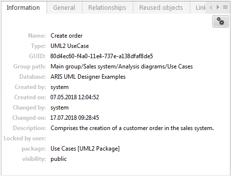 Information properties page