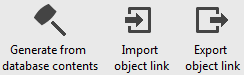 Buttons in Start tab bar for managing object link definitions