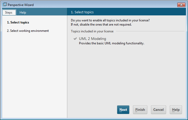 Topic selection in the Perspective Wizard