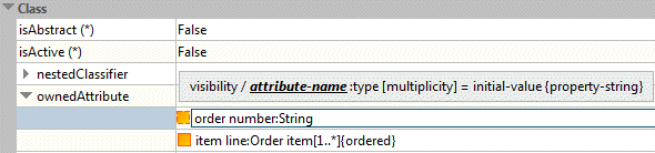 Text editing for a UML element in the general properties