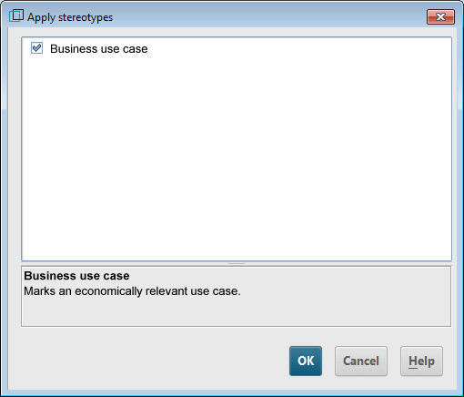 User-defined stereotype with description in the stereotype selection dialog