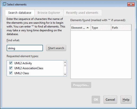 Search dialog